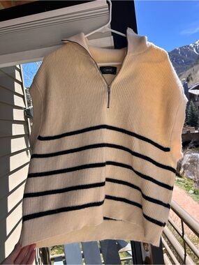 Women’s CIDER Cream Half-Zip Stripe Sweater Vest